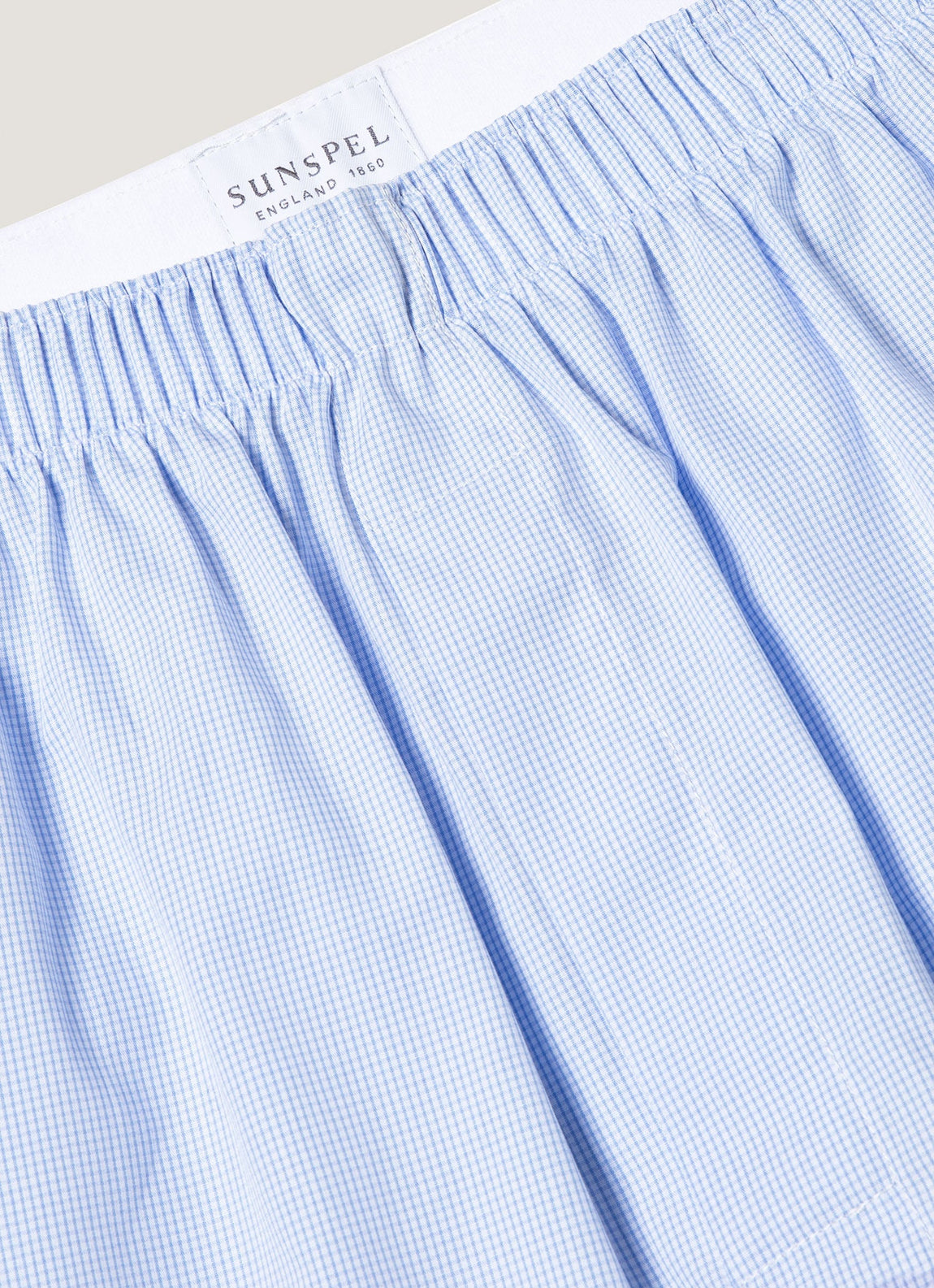 Men's Classic Boxer Short in Light Blue Micro Gingham