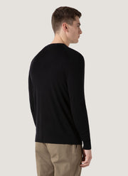 Men's Extra-Fine Merino Cardigan in Black