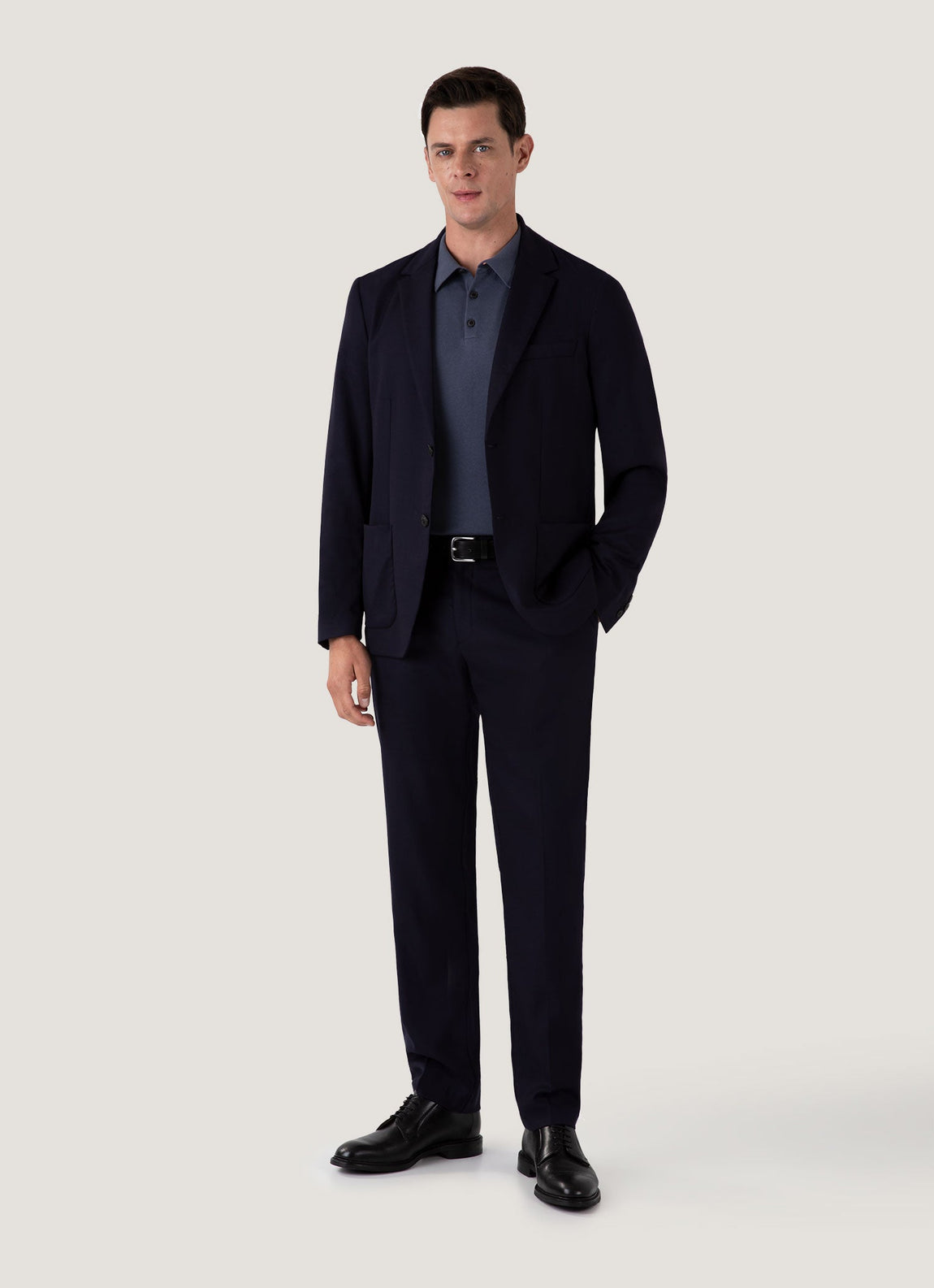 Men's Sea Island Cotton Polo Shirt in Slate Blue