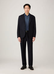 Men's Extra-Fine Merino Polo Shirt in Slate Blue