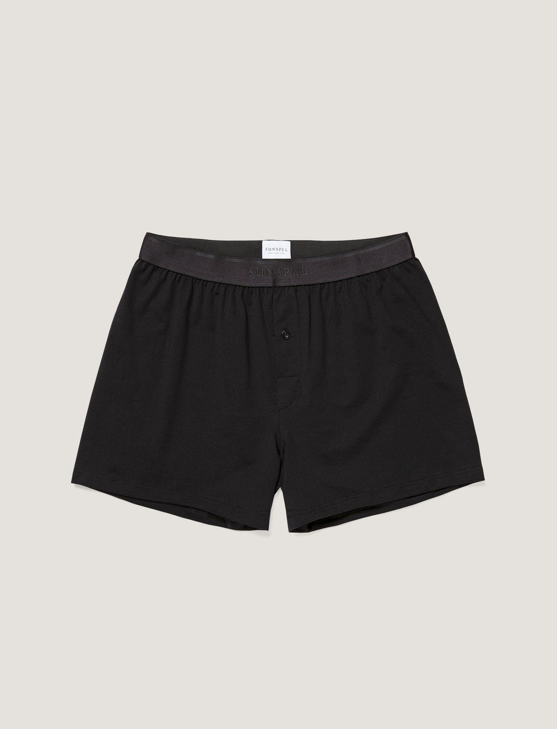 Men's Superfine Cotton One-Button Boxer Short in Black