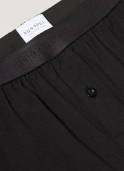 Men's Superfine Cotton One-Button Boxer Short in Black