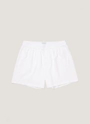 Men's Superfine Cotton One-Button Boxer Short in White