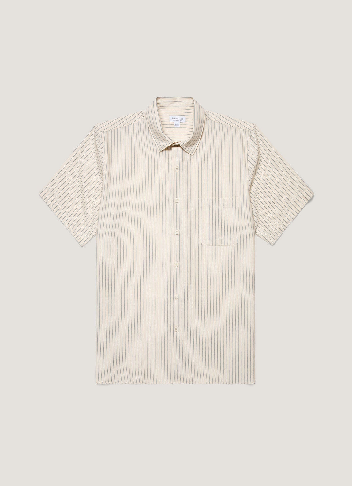 Men's Short Sleeve Vintage Stripe Shirt in Vintage Blue/Ecru