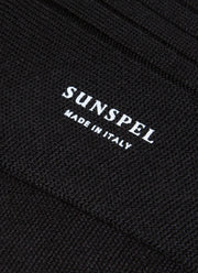Merino Wool Rib Socks - Black