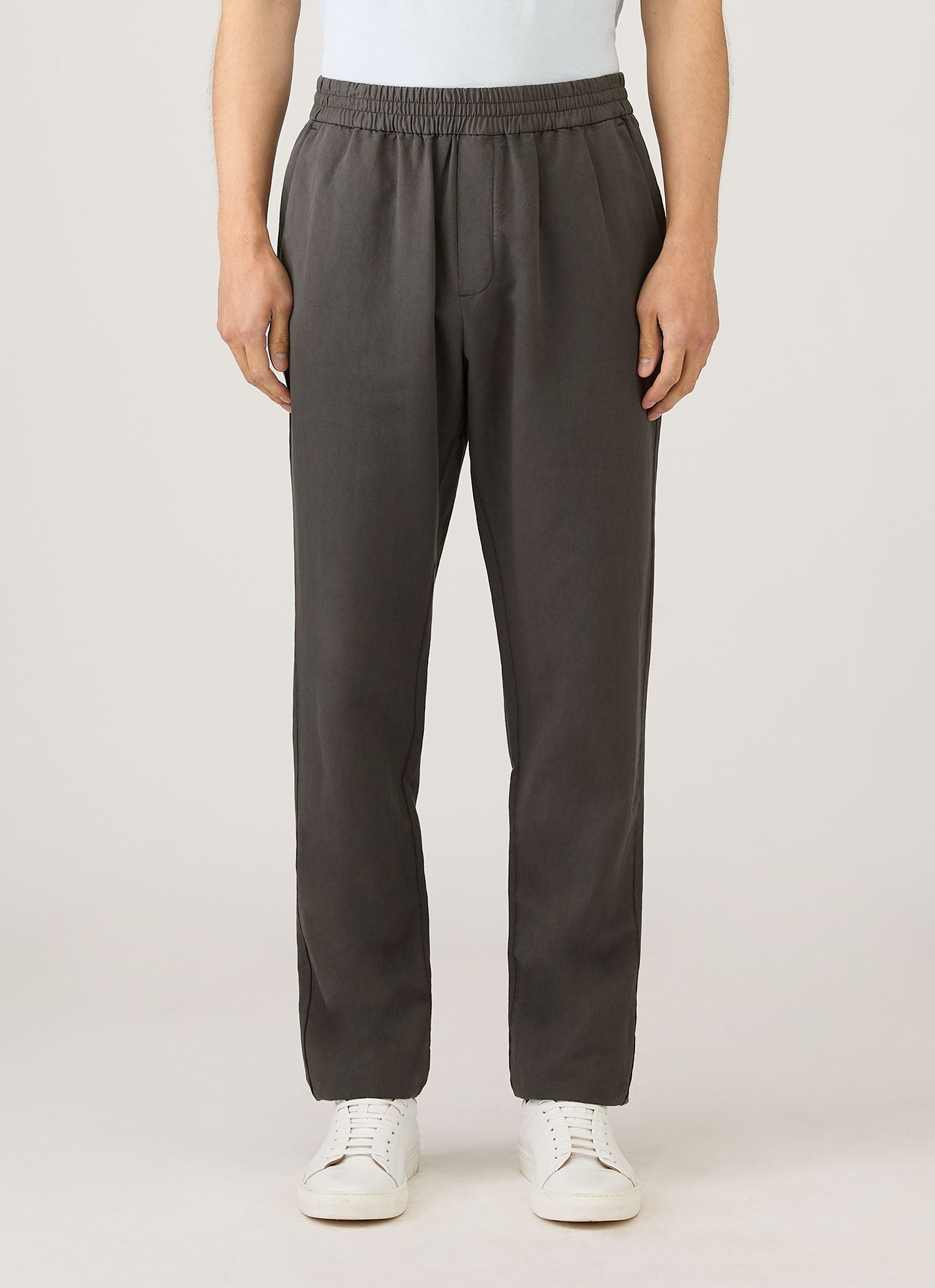 Men's Cotton Linen Drawstring Trouser in Charcoal