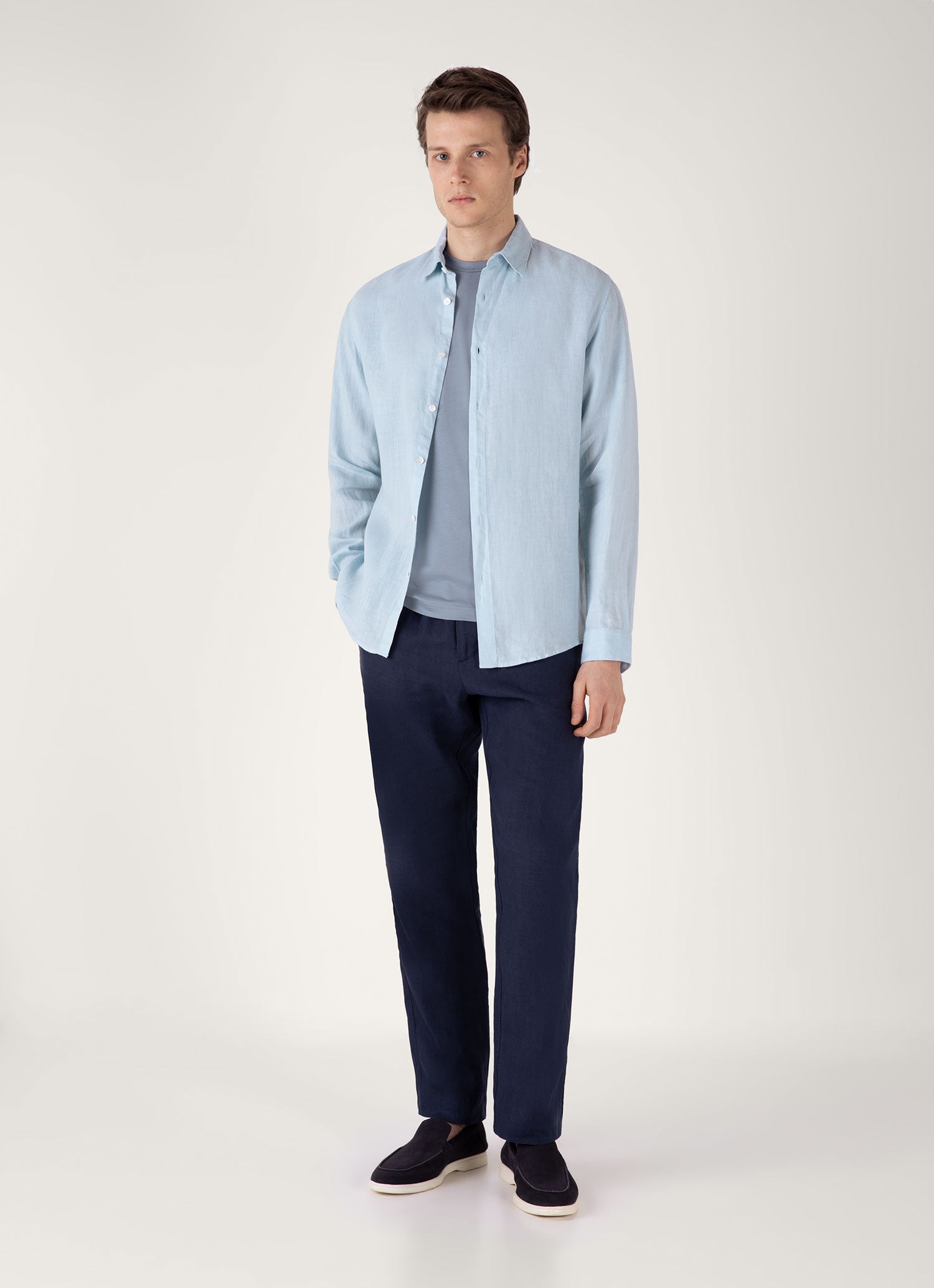 Men's Linen Drawstring Trouser in Light Navy