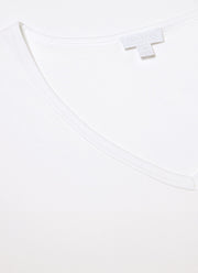 Men's Sea Island Cotton V-neck Underwear T-shirt in White