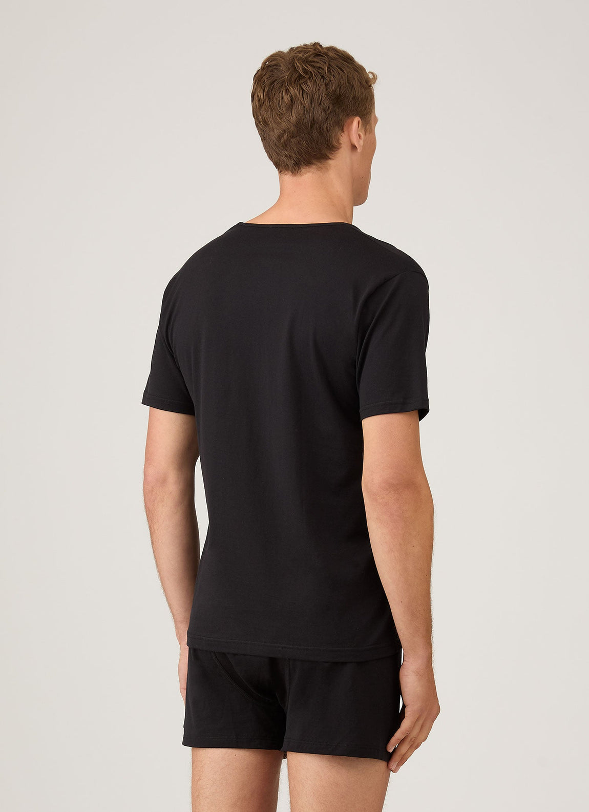 Men's Superfine Cotton V-neck Underwear T-shirt in Black