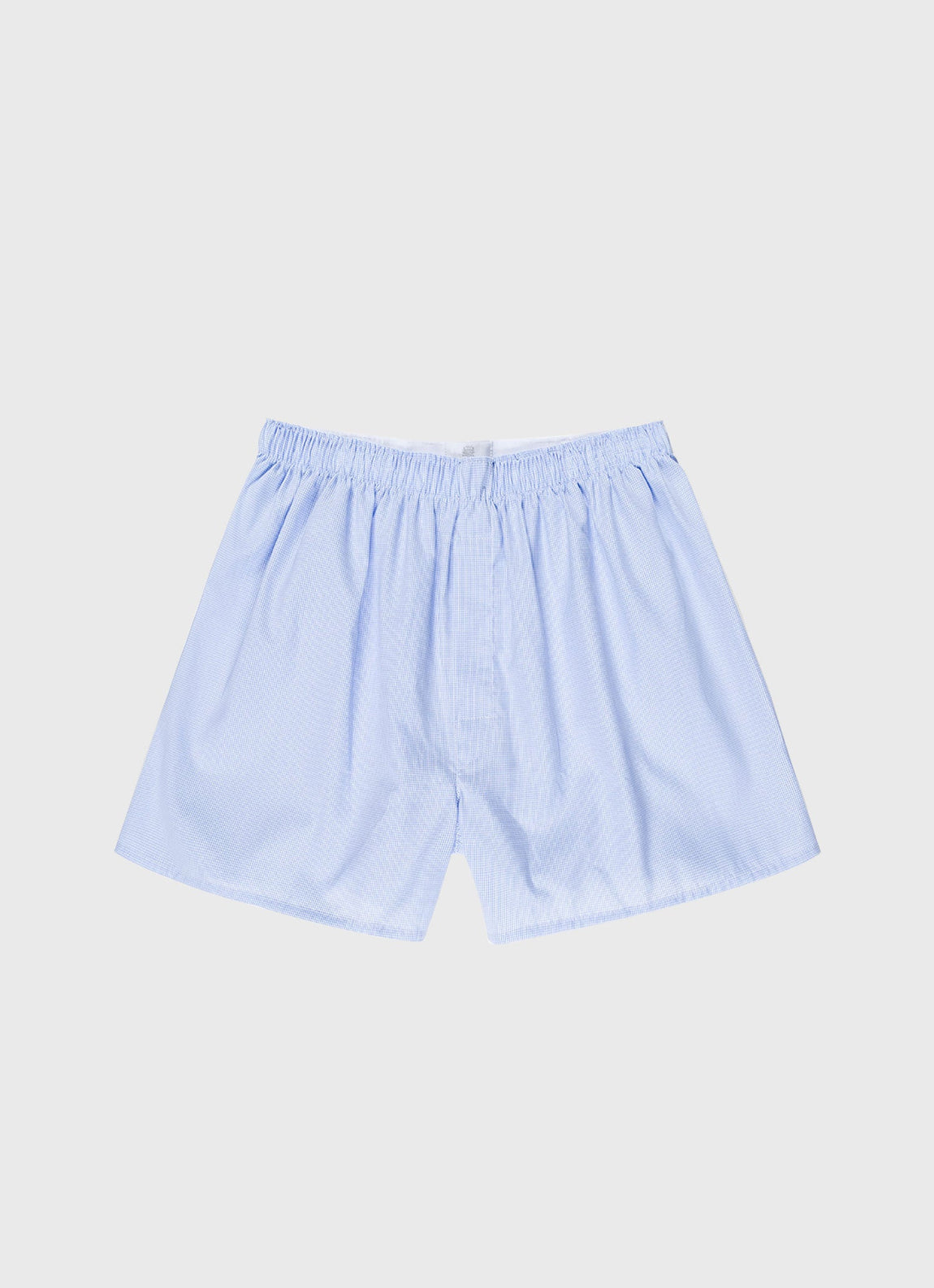 Men's Classic Boxer Short in Light Blue Micro Gingham