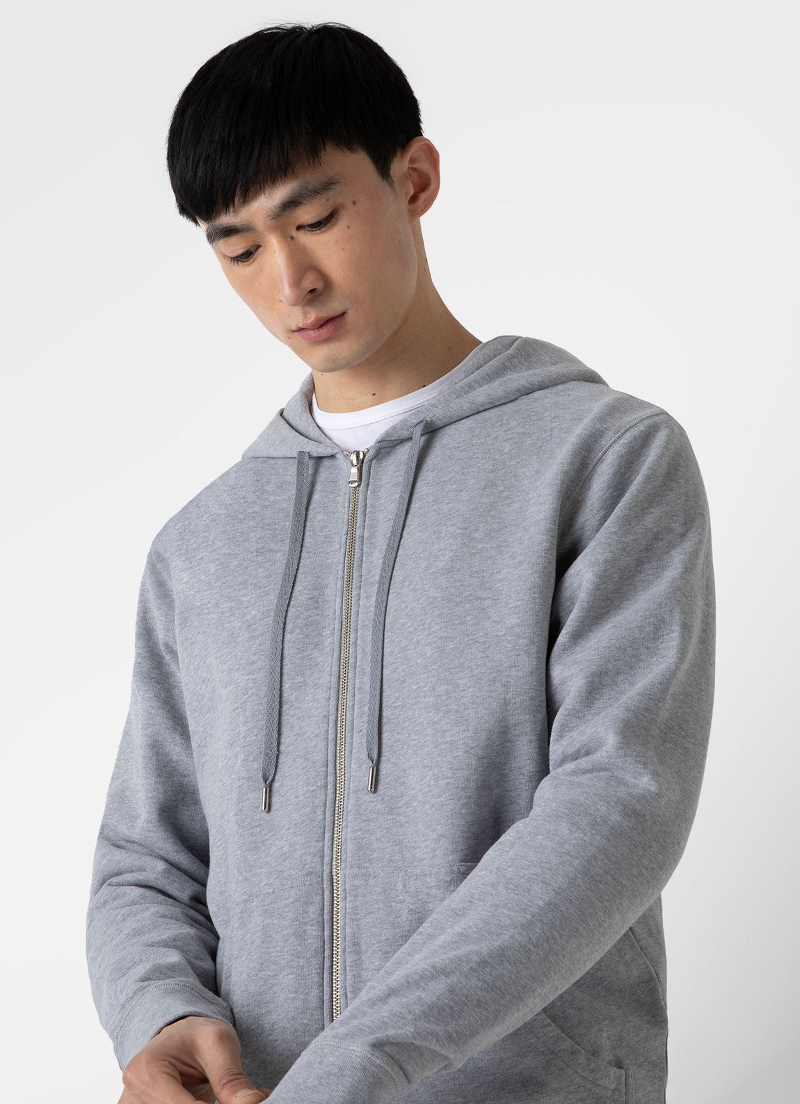 Men's Loopback Zip Hoodie in Grey Melange