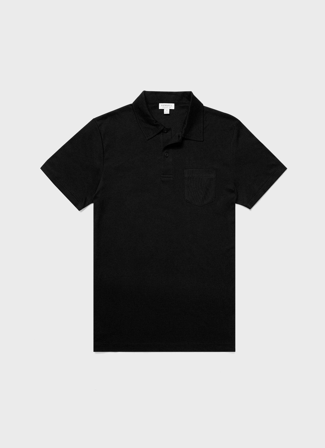Men's Sea Island Cotton Jersey Polo Shirt in Black
