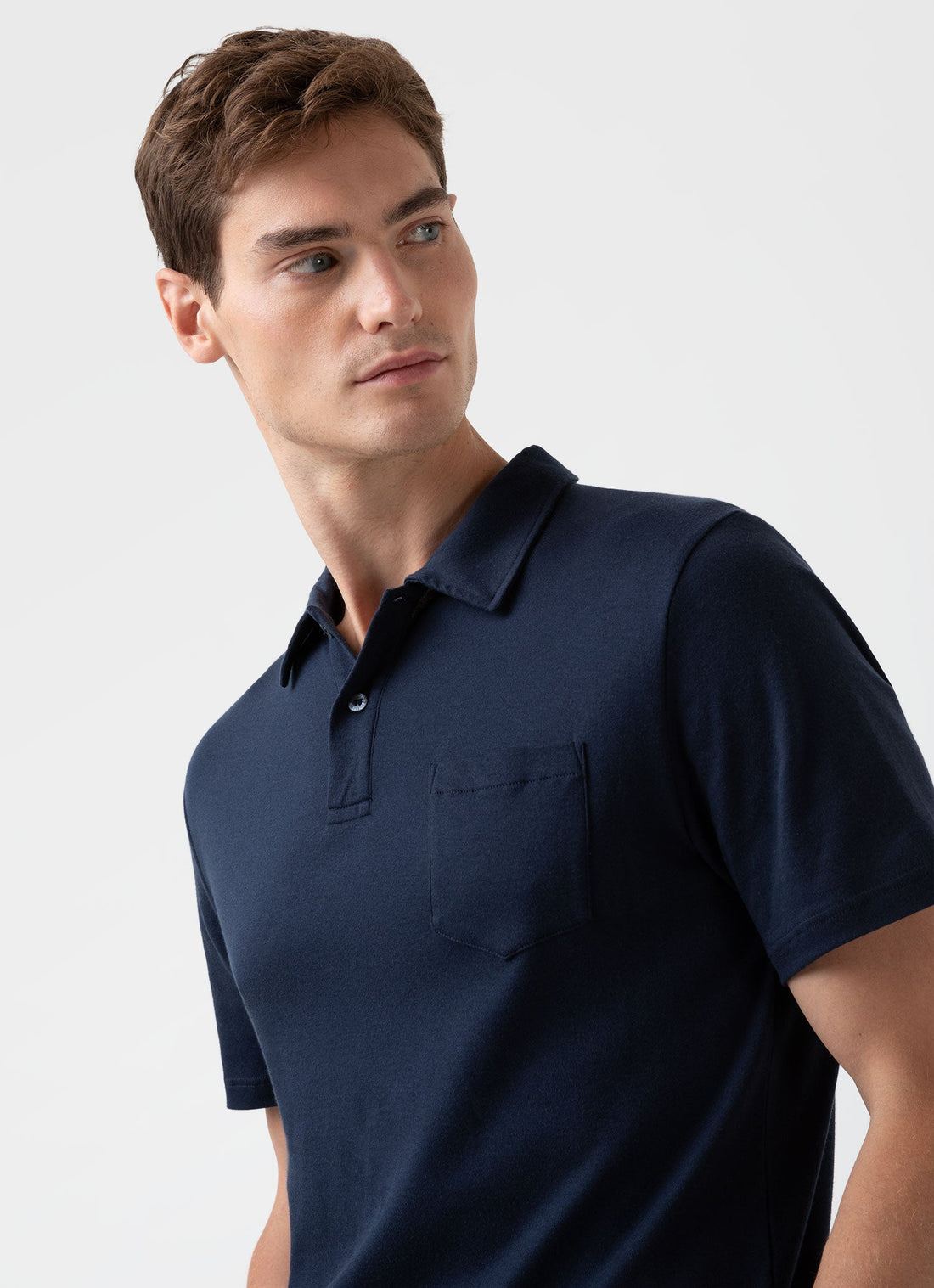 Men's Sea Island Cotton Jersey Polo Shirt in Navy