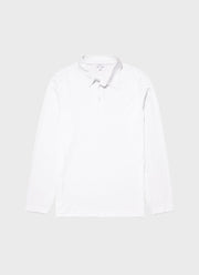 Men's Long Sleeve Classic Jersey Polo Shirt in White
