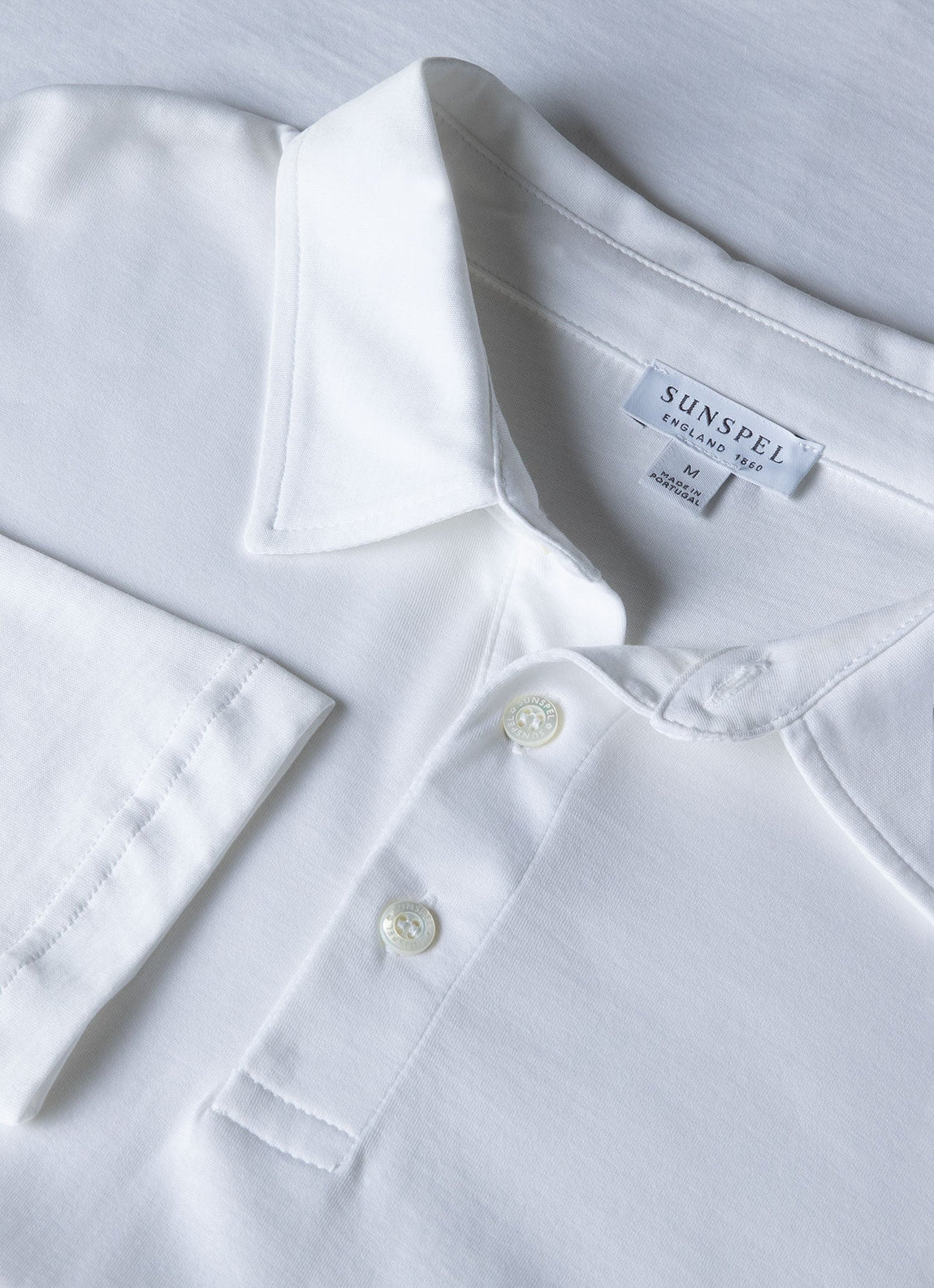 Men's Long Sleeve Classic Jersey Polo Shirt in White