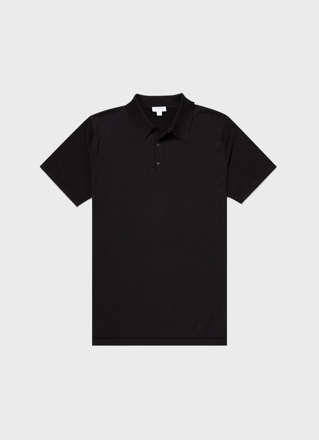 Men's Sea Island Cotton Knit Polo Shirt in Black