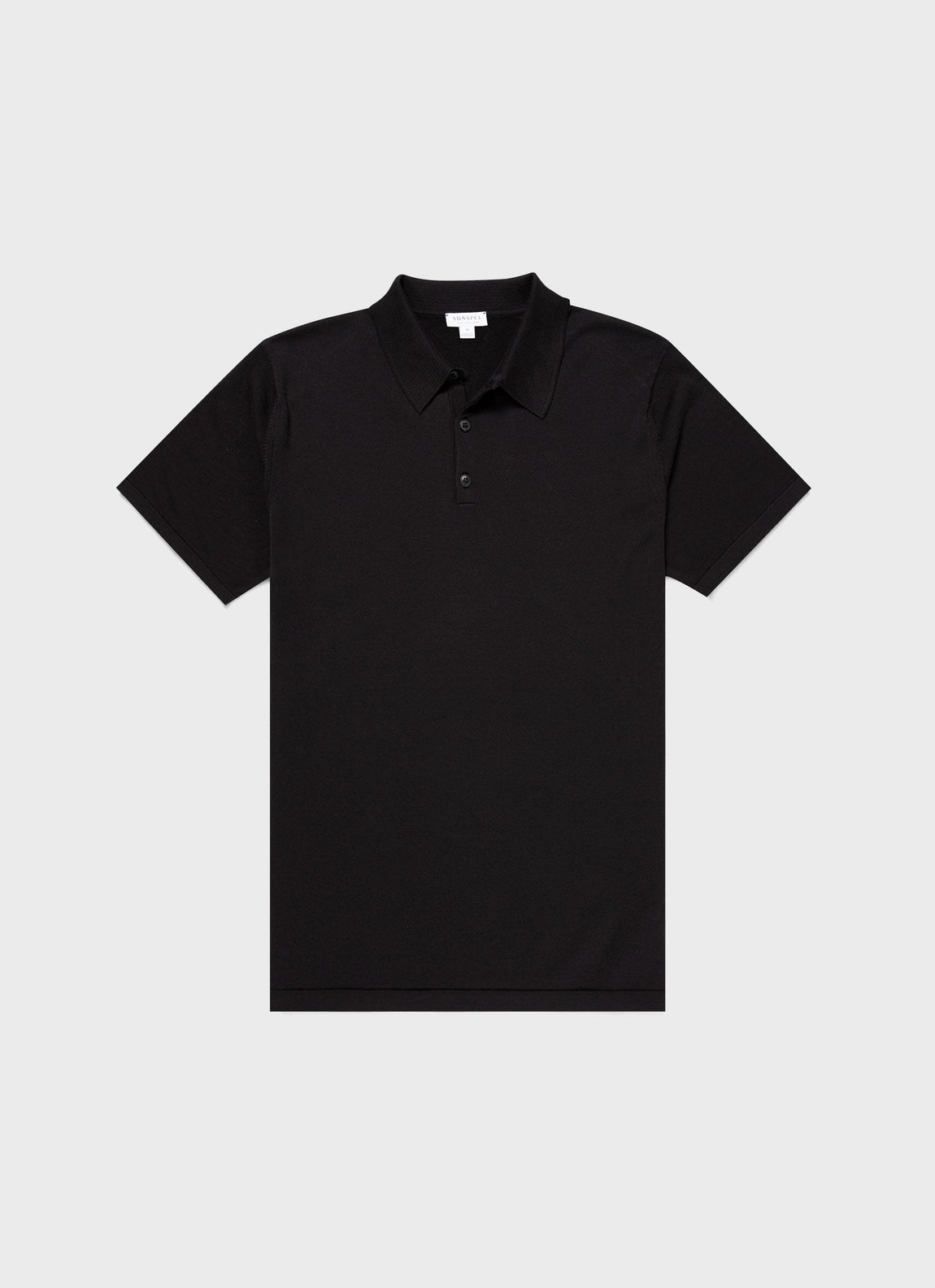 Men's Sea Island Cotton Knit Polo Shirt in Black