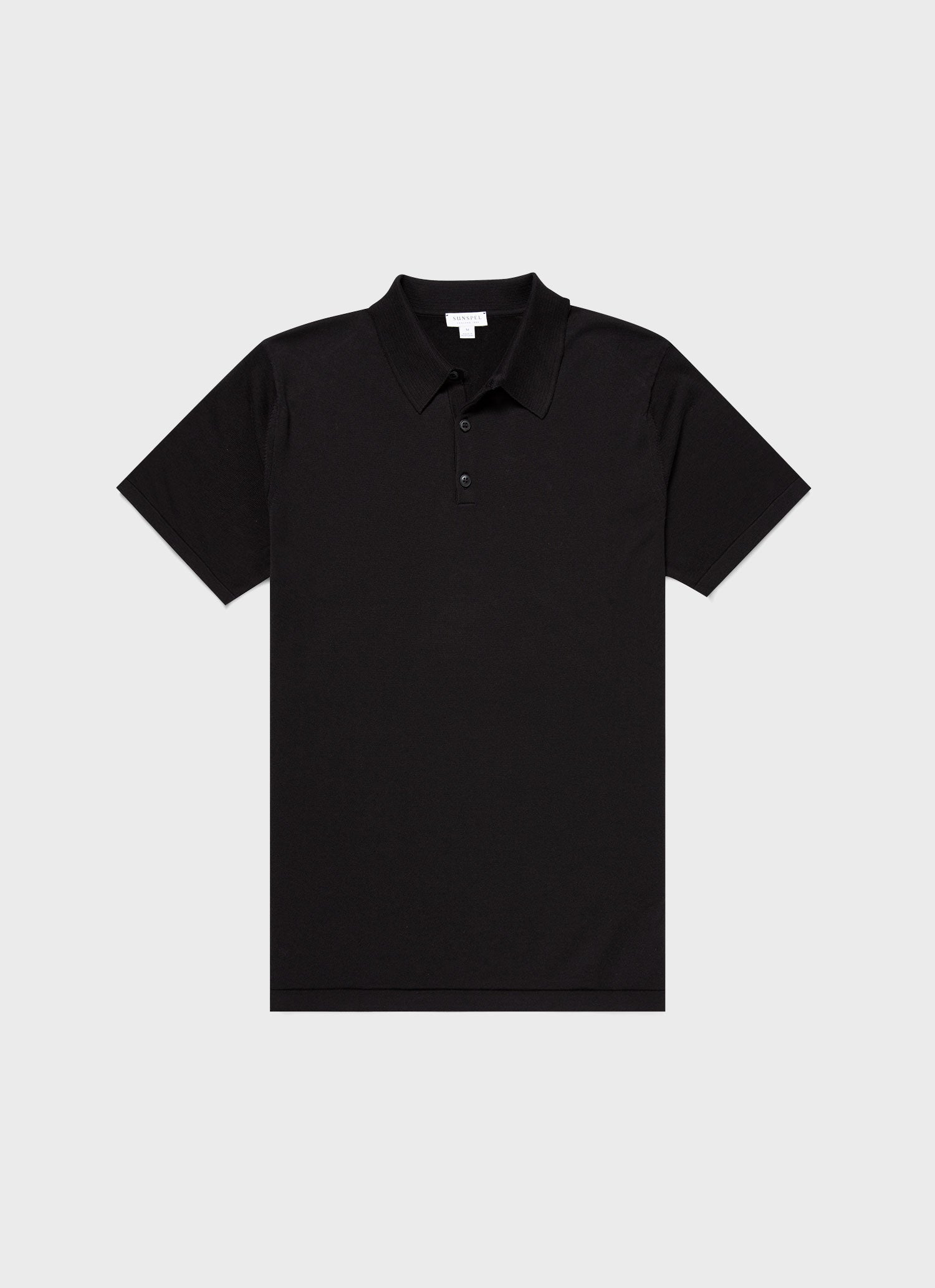 Men's Sea Island Cotton Knit Polo Shirt in Black