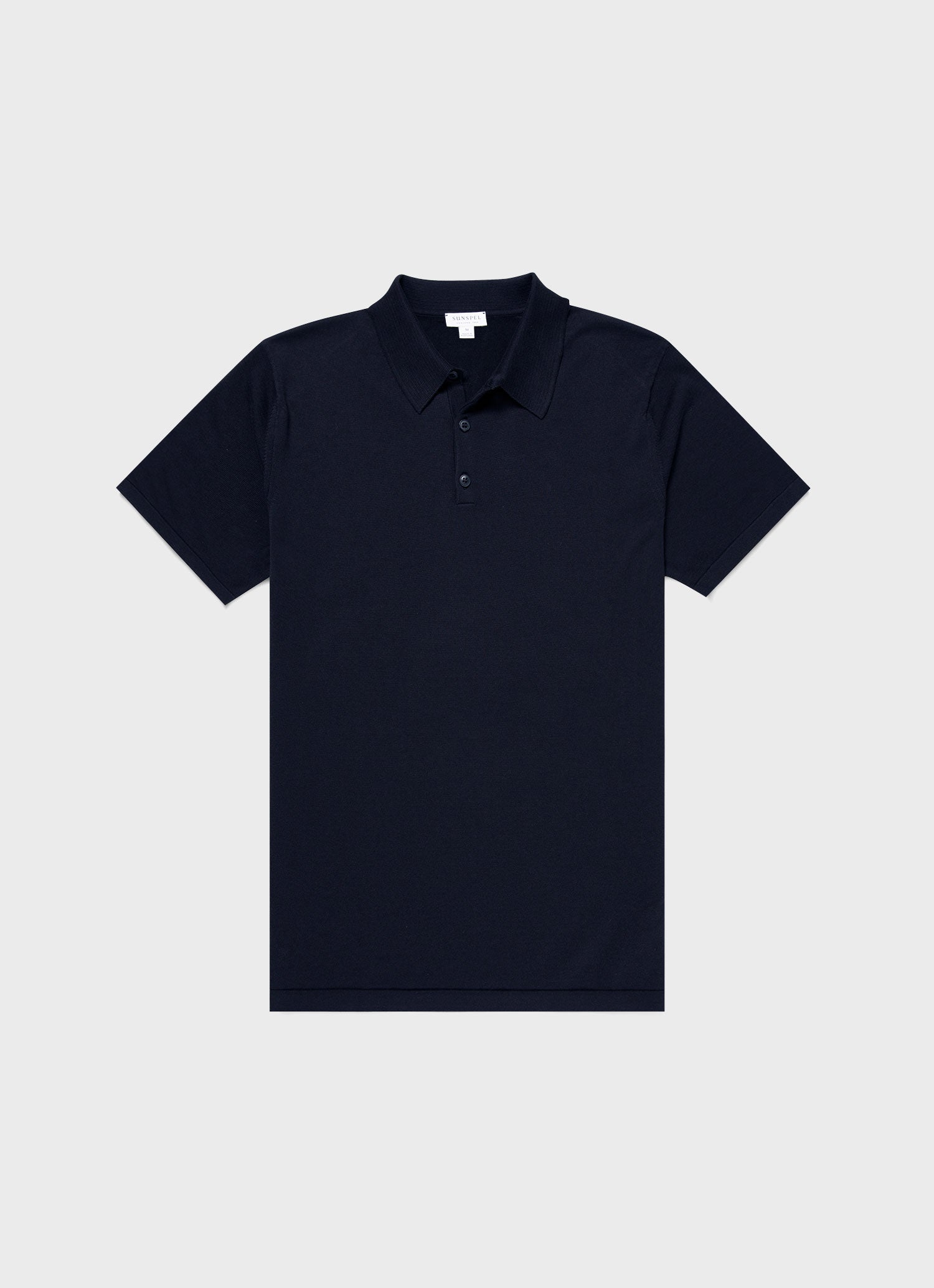 Men's Sea Island Cotton Knit Polo Shirt in Light Navy