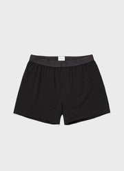 Men's Superfine Cotton One-Button Boxer Short in Black
