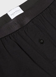 Men's Superfine Cotton One-Button Boxer Short in Black