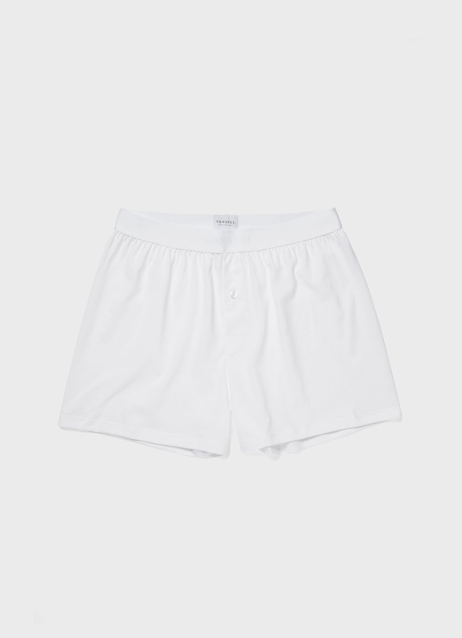Men's Superfine Cotton One-Button Boxer Short in White