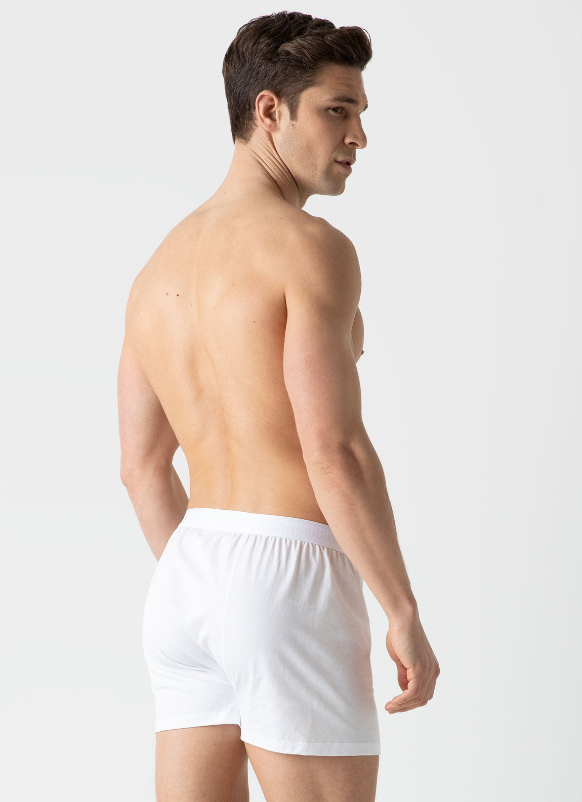 Men's Superfine Cotton One-Button Boxer Short in White