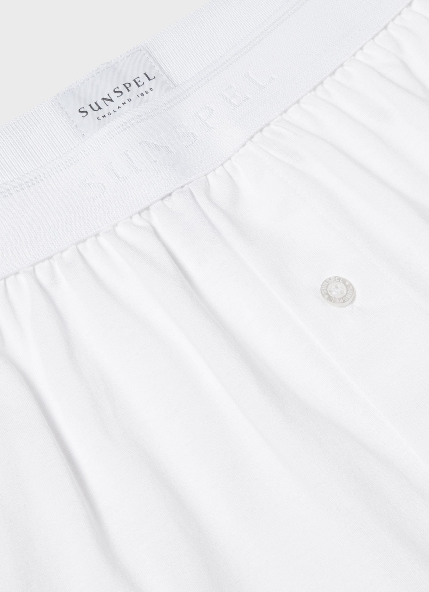 Men's Superfine Cotton One-Button Boxer Short in White