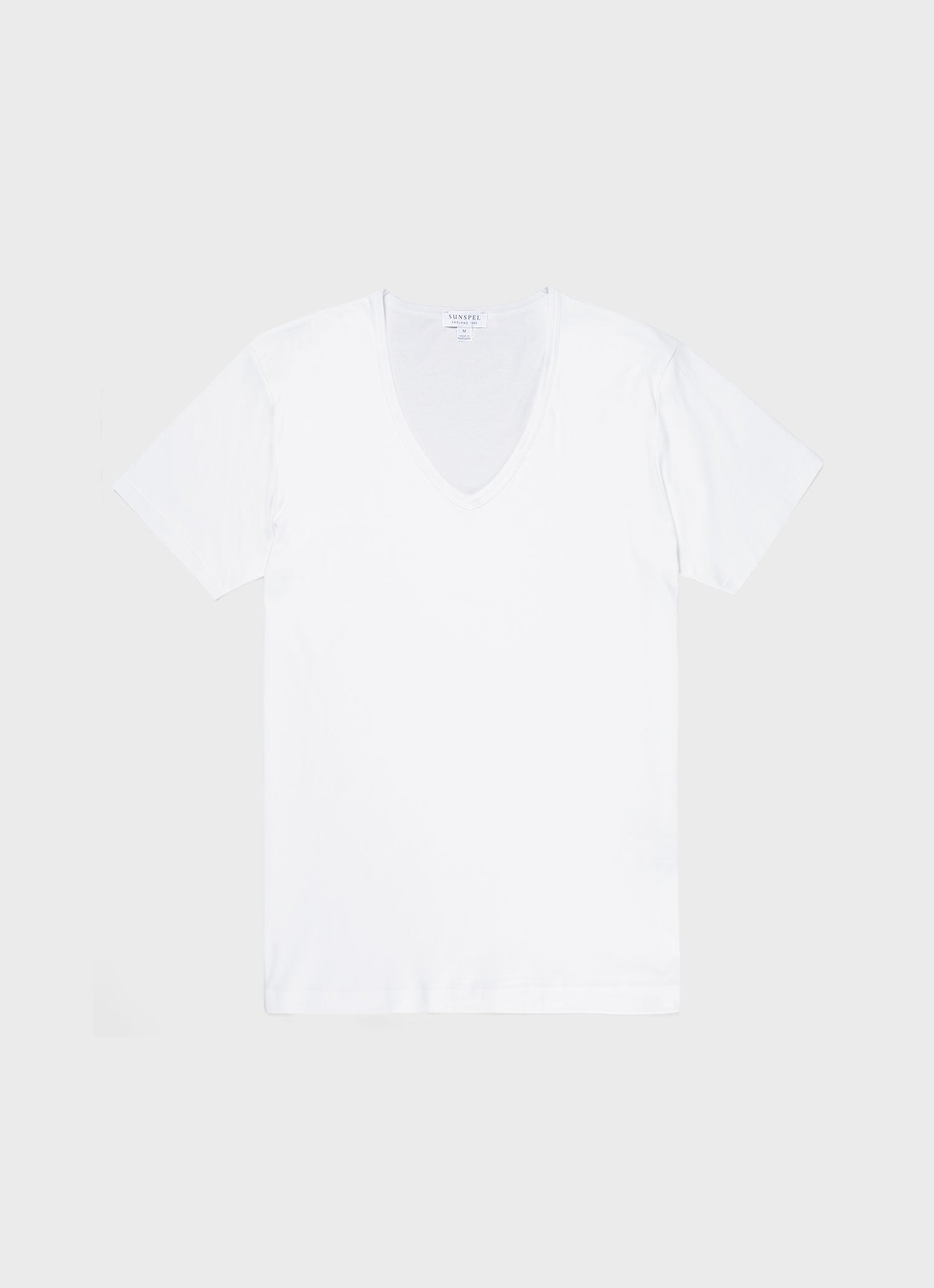 Men's Sea Island Cotton V-neck Underwear T-shirt in White