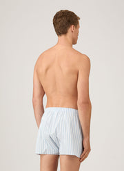 Men's Classic Boxer Shorts in Sky Blue/White