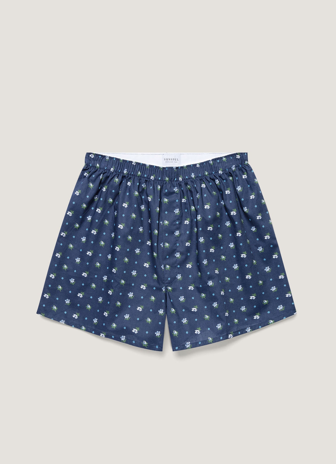 Men's Classic Boxer Shorts in Liberty Fabric in Navy/Blue Ditsy