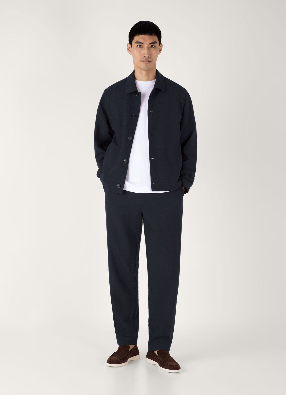 Men's Seersucker Jacket in Navy