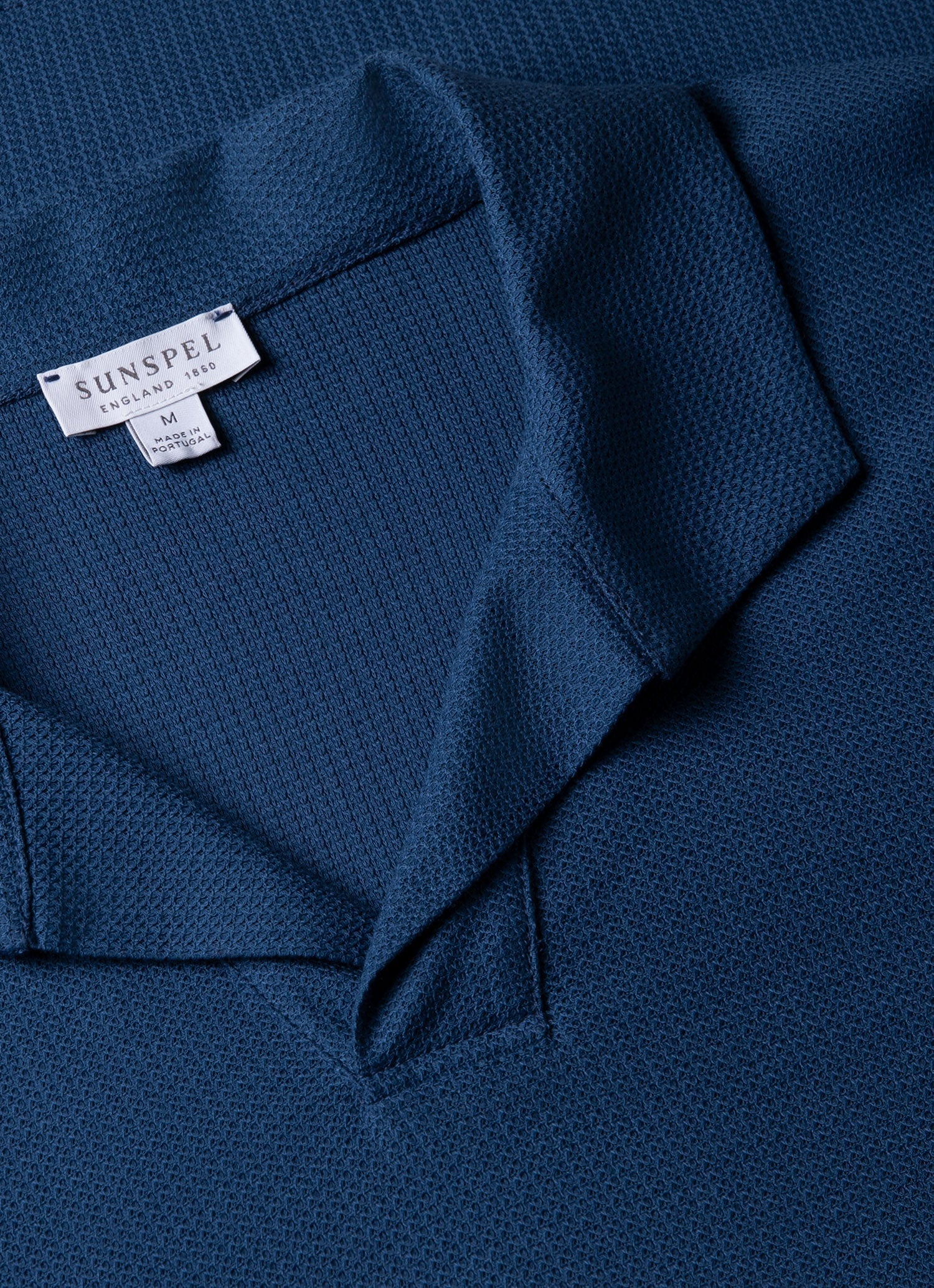 Men's Textured Jersey Polo Shirt in Soft Denim