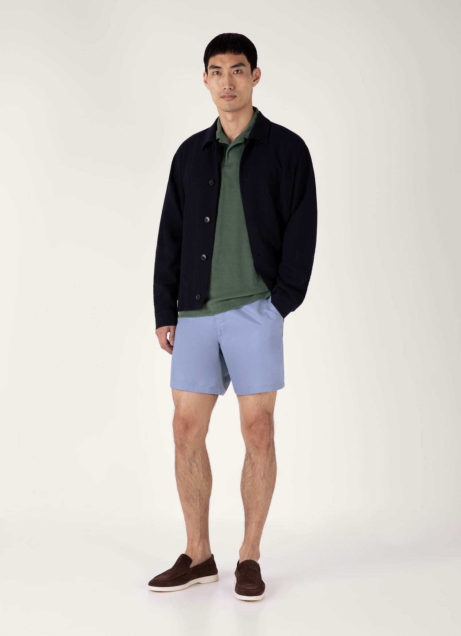 Men's Towelling Polo Shirt in Dusk Green