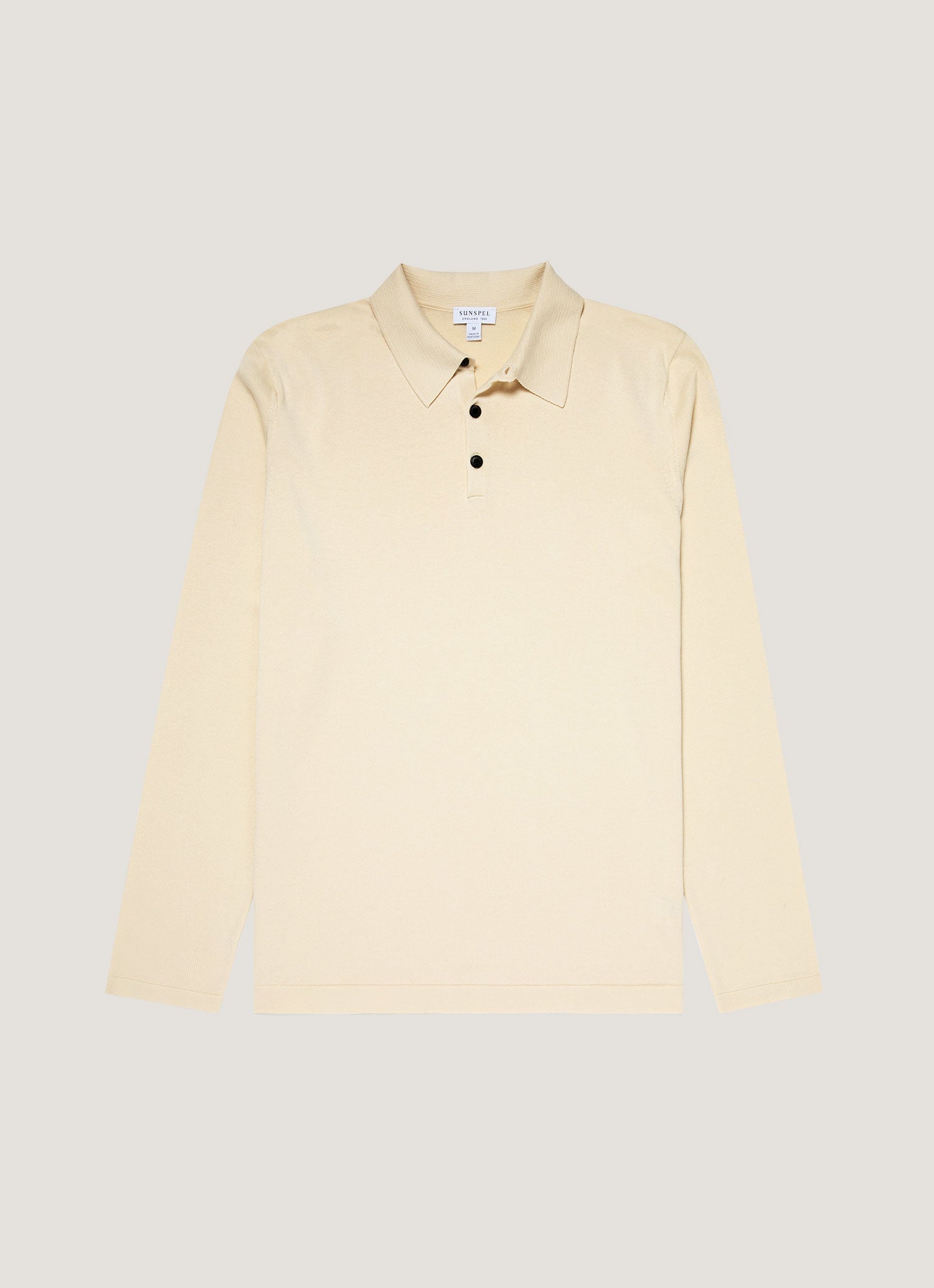 Men's Sea Island Cotton Long Sleeve Polo Shirt in Undyed