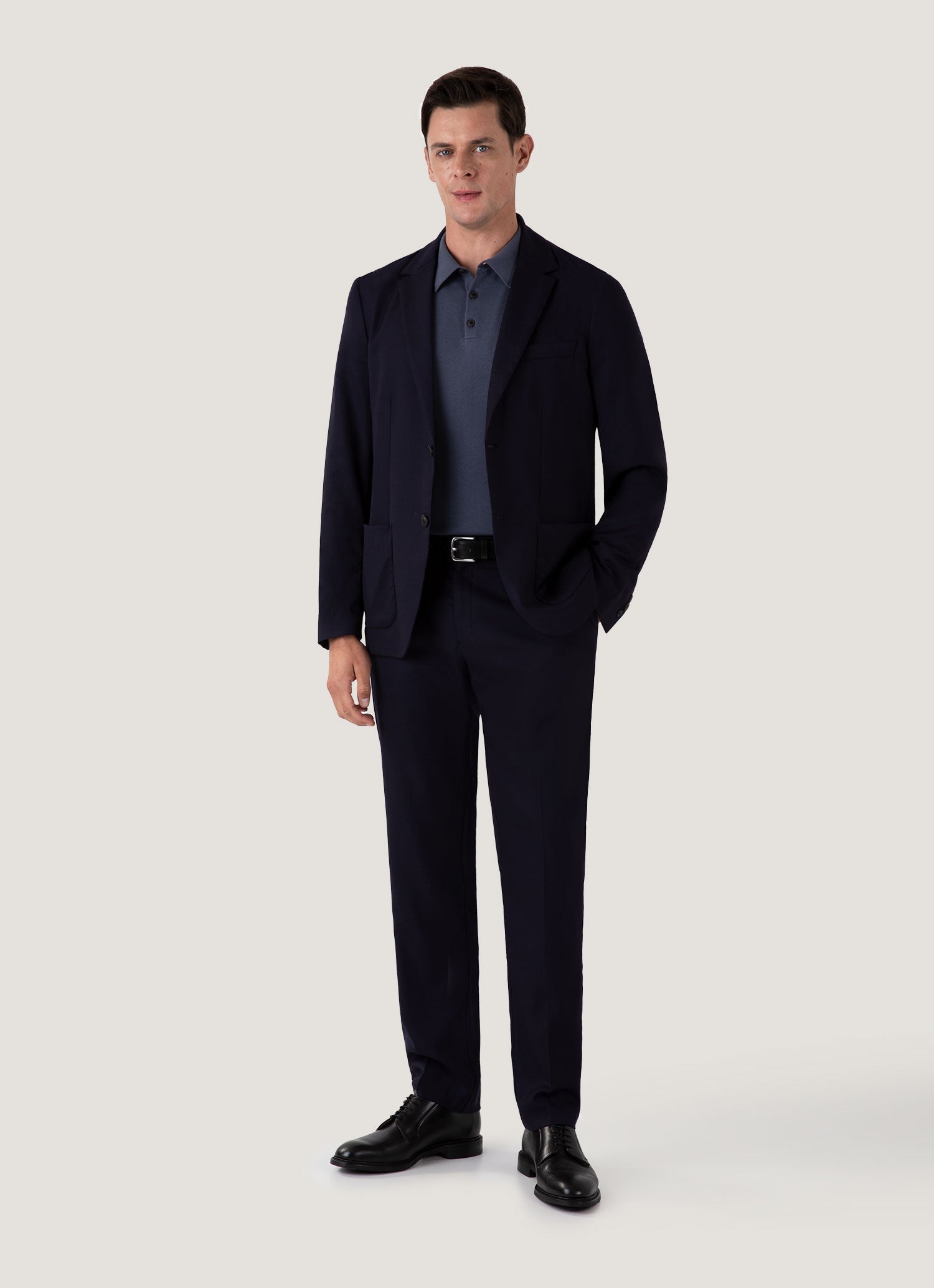 Men's Sea Island Cotton Polo Shirt in Slate Blue