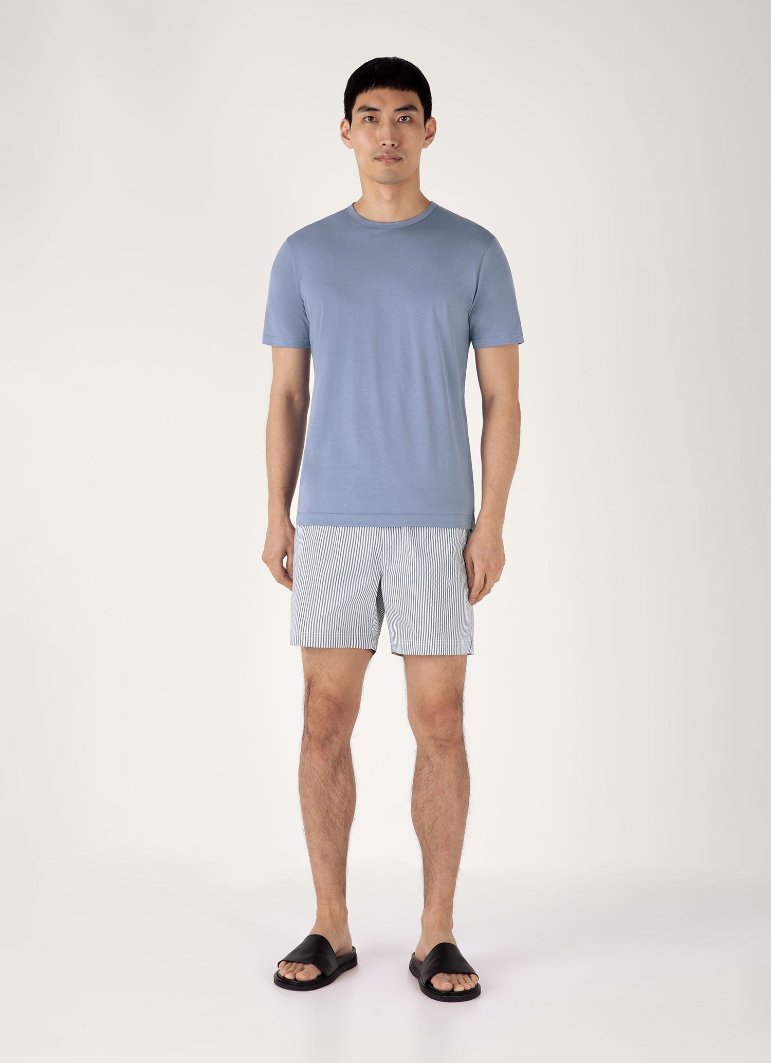 Men's Drawstring Swim Shorts in Navy/White