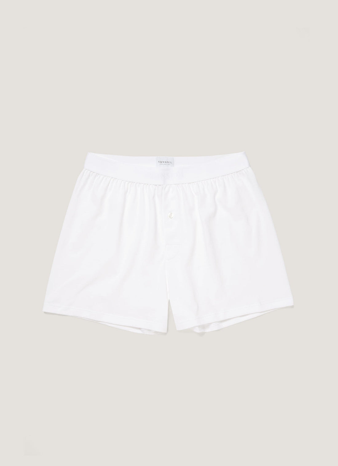 Men's Superfine Cotton One-Button Boxer Short in White