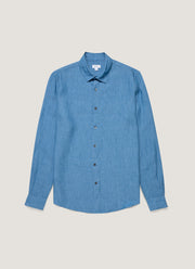 Men's Linen Shirt in Cool Blue