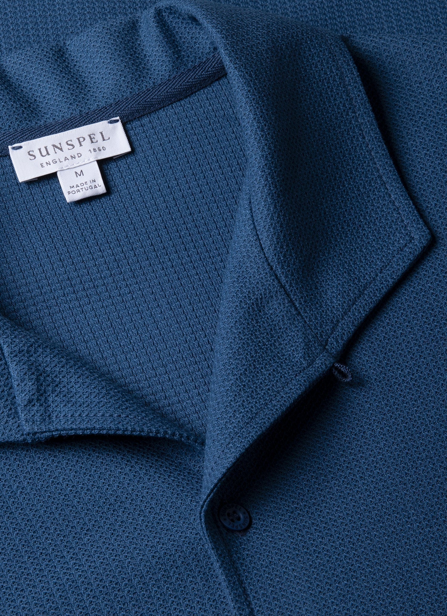 Men's Short Sleeve Textured Jersey Shirt in Soft Denim