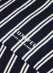 Men's Cotton Socks in Navy/Ecru