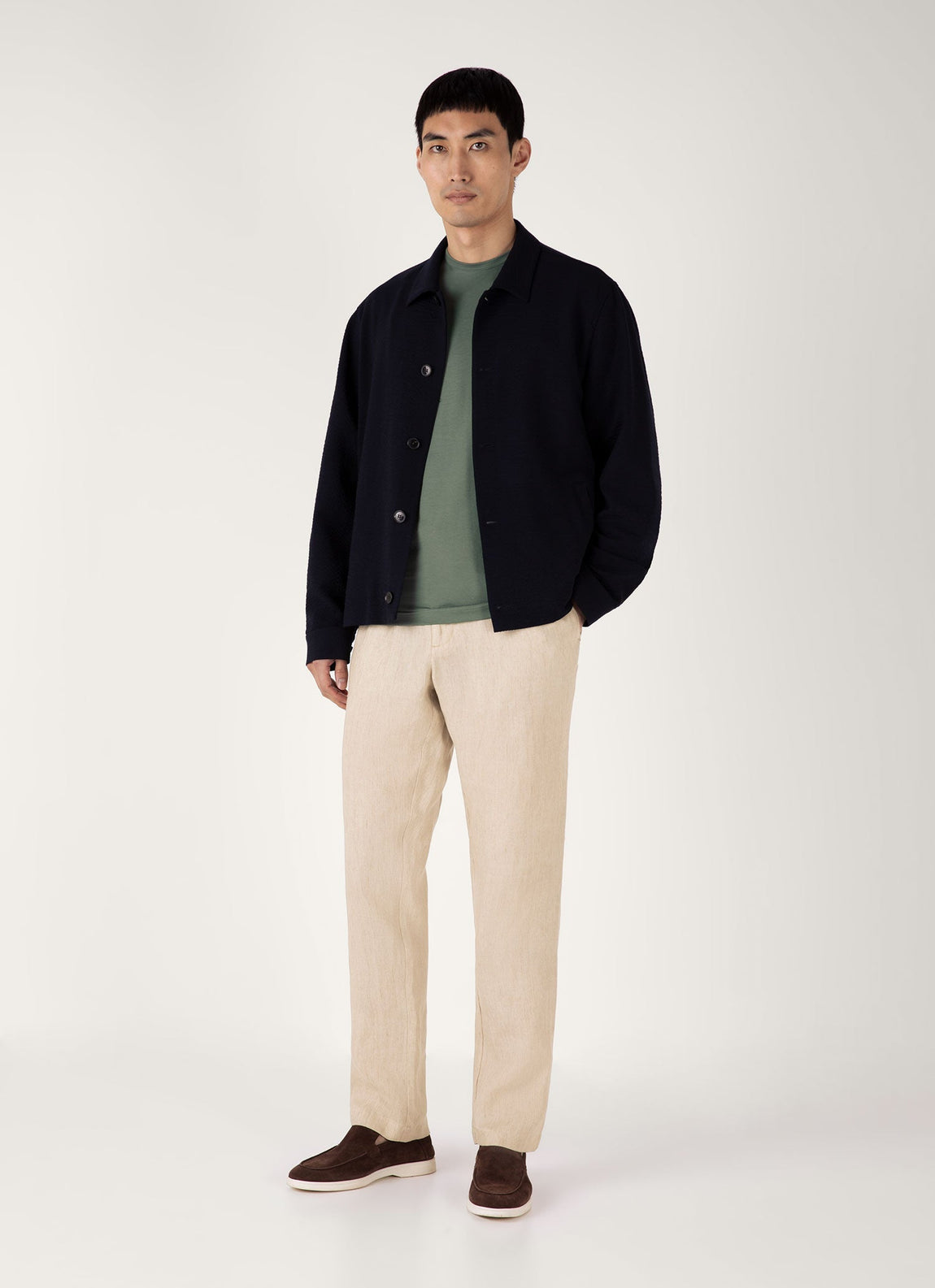 Men's Linen Drawstring Trouser in Light Sand