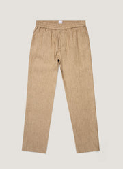 Men's Linen Drawstring Trouser in Dune Melange