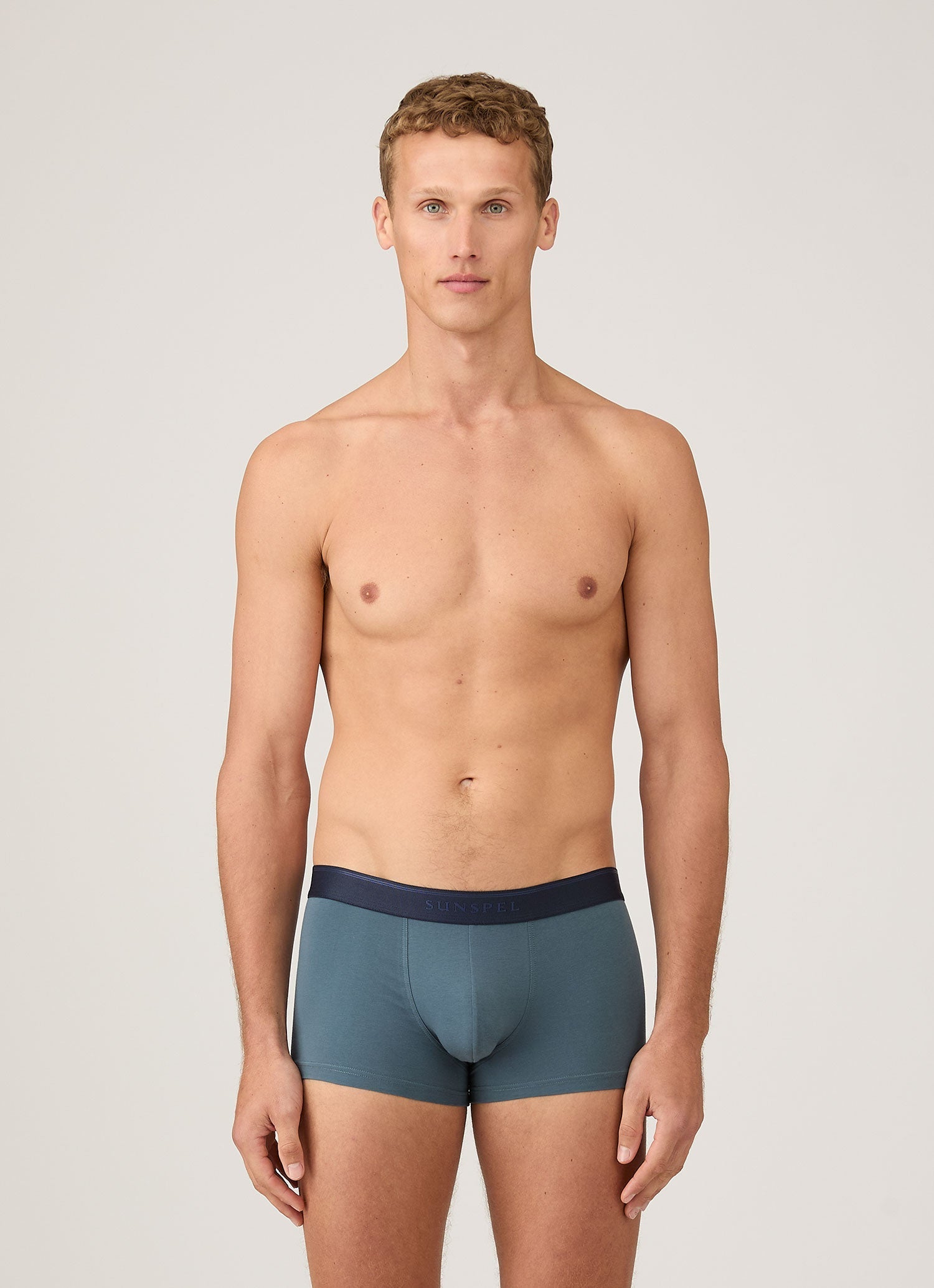 Men's Stretch Cotton Trunks in Dark Petrol