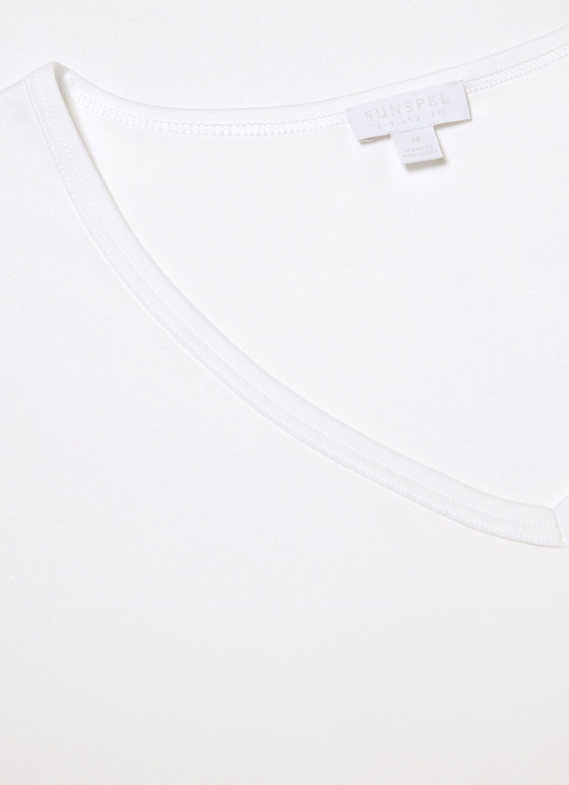 Men's Sea Island Cotton V-neck Underwear T-shirt in White