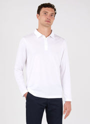 Men's Long Sleeve Classic Jersey Polo Shirt in White