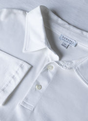 Men's Long Sleeve Classic Jersey Polo Shirt in White