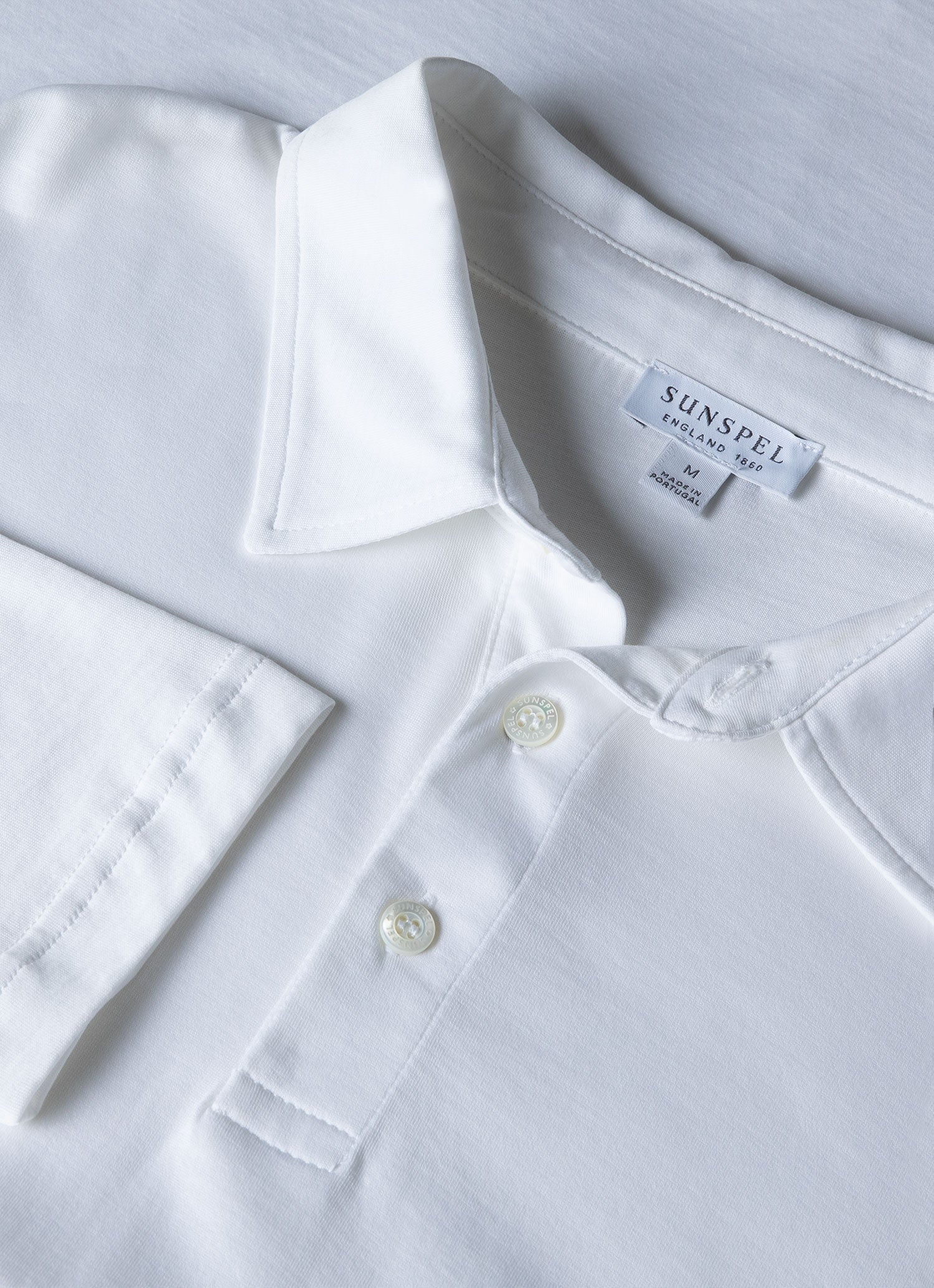 Men's Long Sleeve Classic Jersey Polo Shirt in White