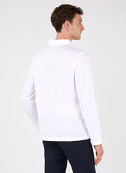 Men's Long Sleeve Classic Jersey Polo Shirt in White