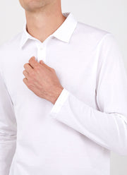 Men's Long Sleeve Classic Jersey Polo Shirt in White